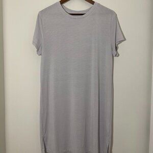 Auden Cloud Knit Pajama Tee Shirt Dress - Gray Striped M
